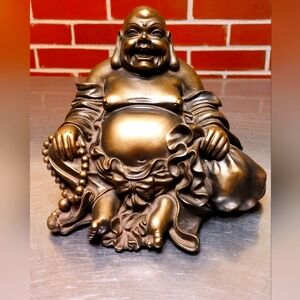 Large, Gold, Laughing, Buddha, Sculpture, Statue, Incense